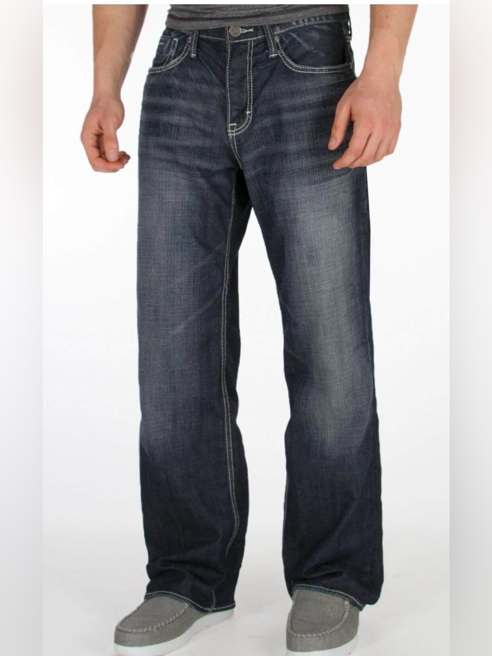 BKE Men's Washed Indigo Relaxed Jeans